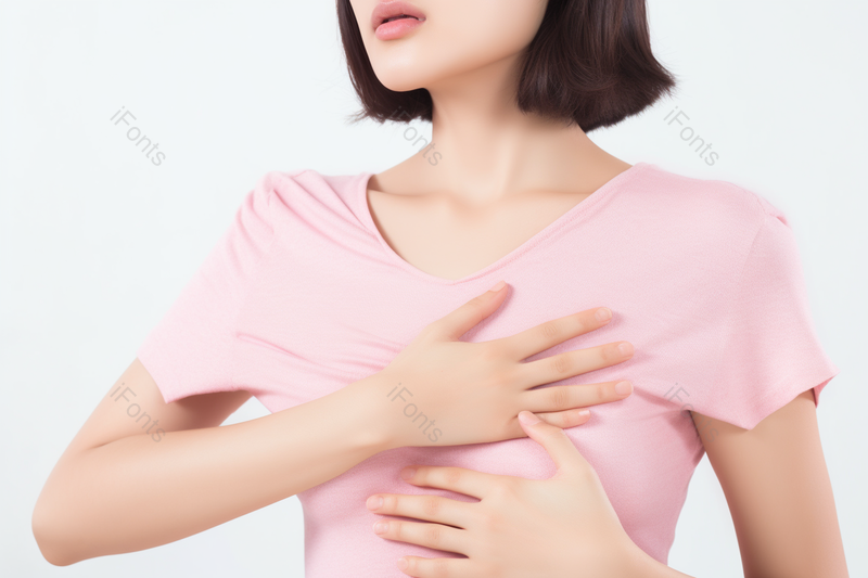 白底一个青年女子胸口疼痛,高清,摄影图,摄影图片,图片大全,摄影图免费下载